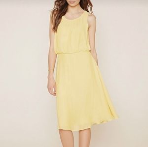 Forever 21 Contemporary yellow chiffon dress SZ L crisscross cami back straps